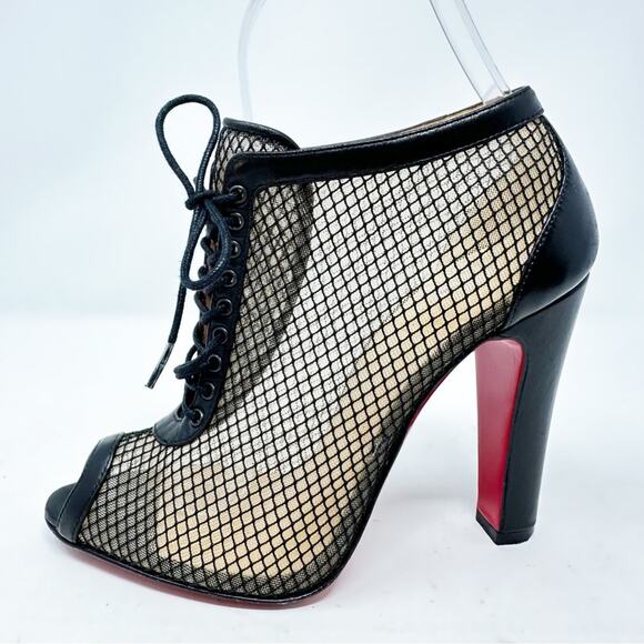 Christian Louboutin Nikita Mesh & Leather Ankle Booties Size 36 - Picture 9 of 12